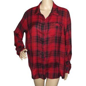 Lucky Brand Red Plaid Button Down Shirt